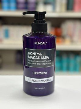 Кондиционер-маска для поврежденных волос "Амбра & Ваниль" Kundal Honey & Macadia Protein Hair Treatment Amber Vanilla 500ml 4198496846 фото