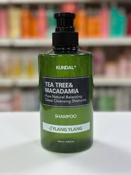 Балансирующий шампунь для жирной кожи "Иланг-Иланг" Kundal Tea Tree & Macadamia Deep Cleansing Shampoo 500мл 2657035243 фото