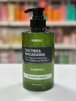 Балансирующий шампунь для жирной кожи головы "Белый мускус" Kundal Tea Tree & Macadamia 500мл 2657040502 фото