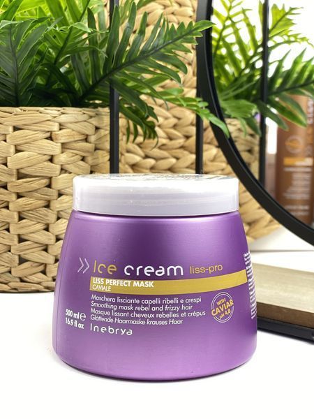 Маска разглаживающая жесткие и пушистые волосы Inebrya Ice Cream Liss Perfect Mask 500мл 1968936515 фото