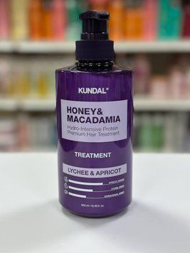 Кондиционер-маска для поврежденных волос "Личи & Абрикос" Kundal Honey & Macadamia Protein 500мл 2664479135 фото