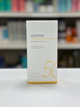 Солнцезащитный крем с бархатным финишем Missha All Around Safe Block Cotton Sun SPF 50+ PA++++ 50 мл 362561265849 фото